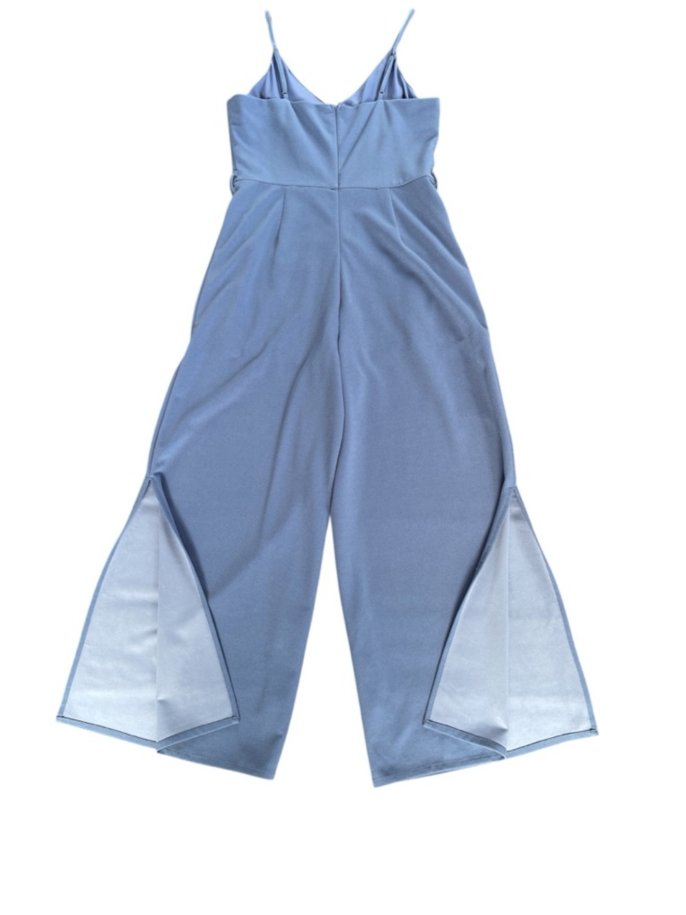 She + Sky Dusty Blue Lavender Spaghetti-Strap Wide-Leg Jumpsuit size m